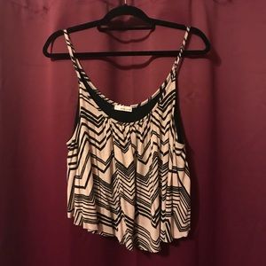 Chevron striped tan crop top L